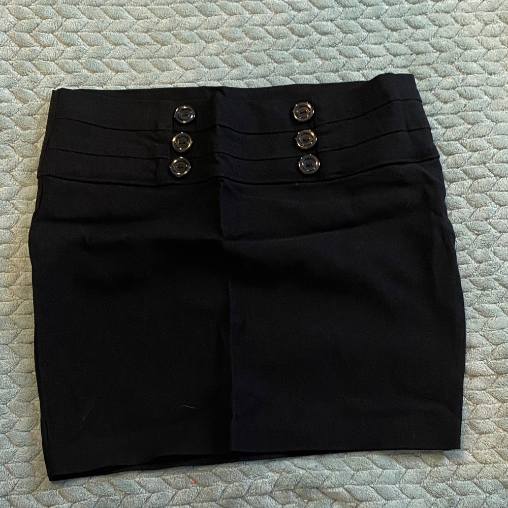 Charlotte Russe Black Mini Skirt with Button Accents